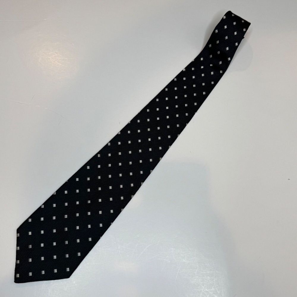 RICK PALLACK 100% Silk Tie Black‎ w. Silver Made in Italy Business Office